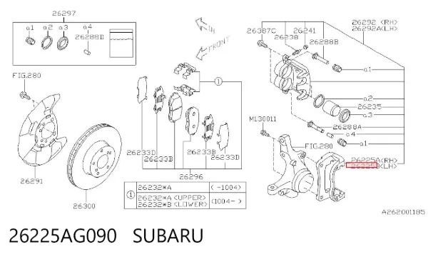 Soporte de la pinza de freno delantera 26225AG090 Subaru