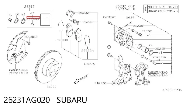 Buje de guía de la pinza delantera 26231AG020 Subaru