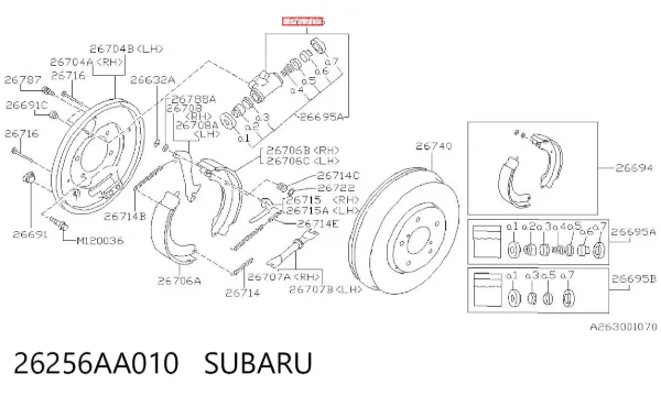 Cilindro de freno de rueda trasera 26256AA010 Subaru
