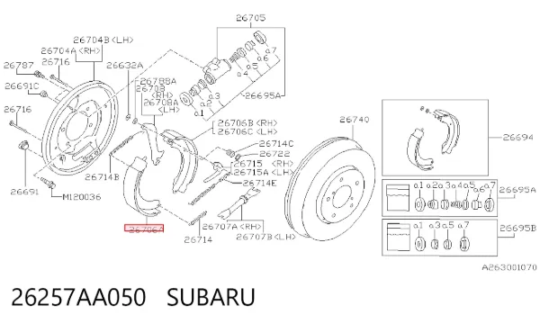 Zapatas de freno 26257AA050 Subaru