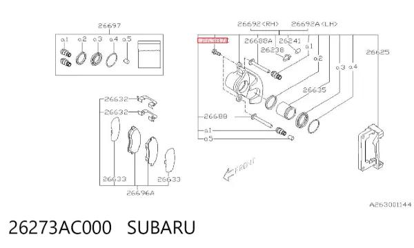 Tornillo de la pinza de freno 26273AC000 Subaru