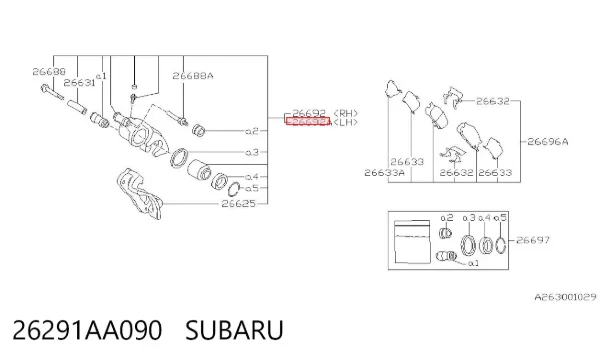 Pinza de freno trasera izquierda 26291AA090 Subaru