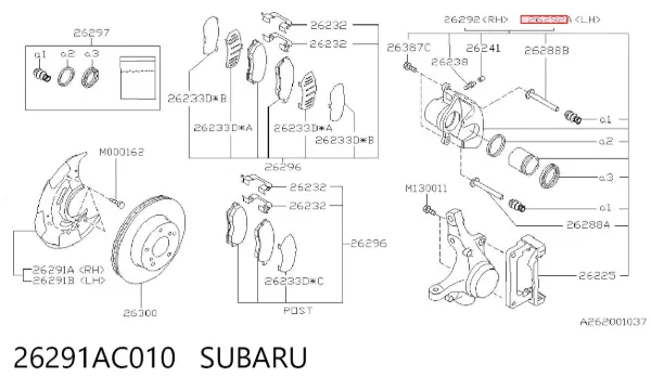 Pinza de freno delantera izquierda 26291AC010 Subaru