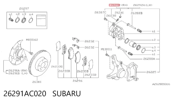 Pinza de freno delantera derecha 26291AC020 Subaru