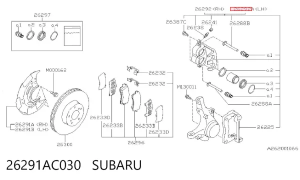 Pinza de freno delantera izquierda 26291AC030 Subaru