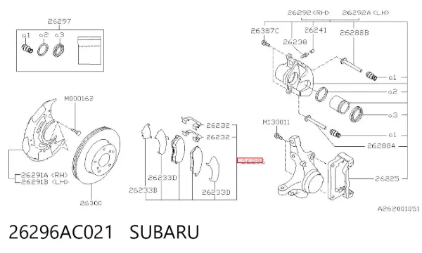 Pastillas de freno 26296AC021 Subaru
