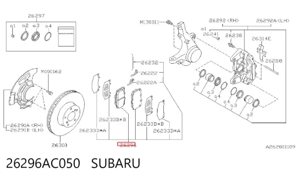 Pastillas de freno 26296AC050 Subaru