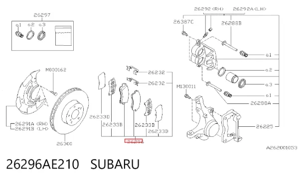 Pastillas de freno 26296AE210 Subaru