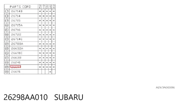 Zapatas de freno 26298AA010 Subaru