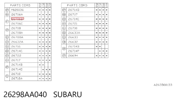 Zapatas de freno 26298AA040 Subaru