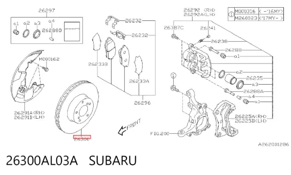 Disco de freno 26300AL03A Subaru