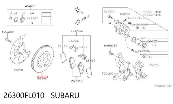 Disco de freno 26300FL010 Subaru