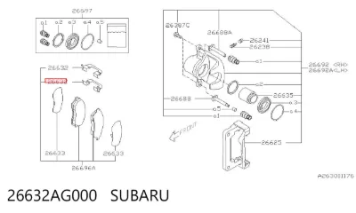Juego de reparación de pastillas de freno SUBARU 26632AG000