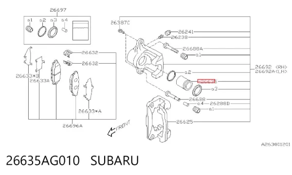Émbolo de la pinza de freno delantera 26635AG010 Subaru