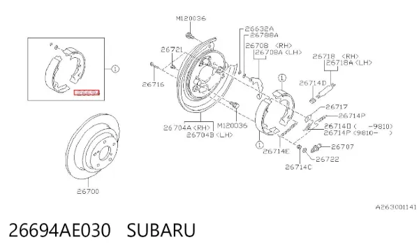 Zapatas de freno de mano 26694AE030 Subaru