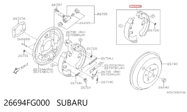 Zapatas de freno 26694FG000 Subaru