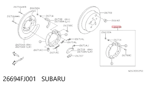 Zapatas de freno de mano 26694FJ001 Subaru