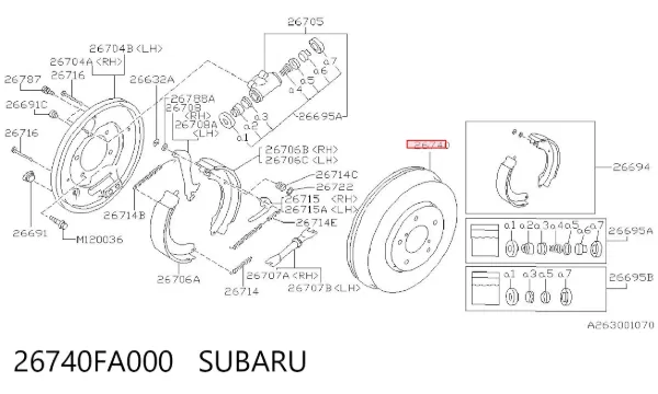 Tambor de freno trasero 26740FA000 Subaru