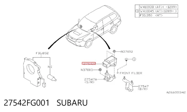 Sensor de aceleración lateral (ESP) 27542FG001 Subaru