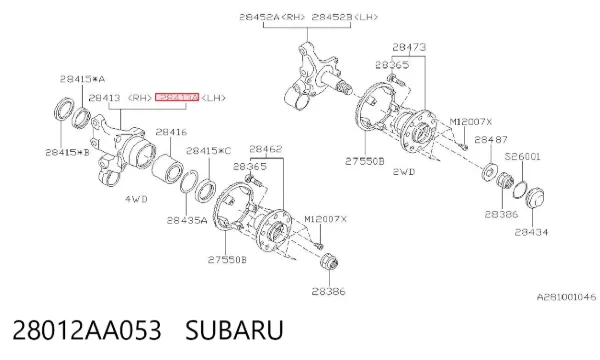 Mangueta trasera izquierda 28012AA053 Subaru