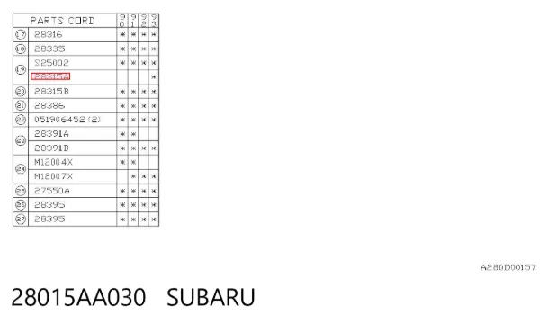 Retén exterior del cubo de rueda delantero 28015AA030 Subaru