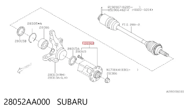 Buje de rueda delantero 28052AA000 Subaru