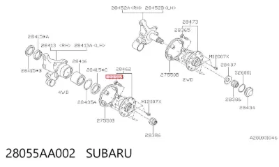 Espárrago de rueda trasero/delantero SUBARU 28055AA002
