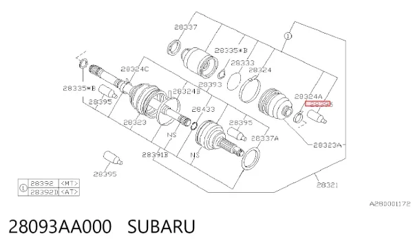 Grasa para rodamientos y juntas homocinéticas 28093AA000 Subaru
