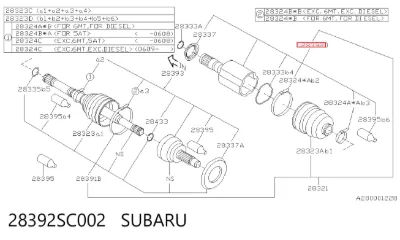 Junta homocinética interna delantera SUBARU 28392SC002