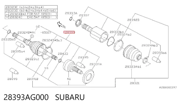 Junta homocinetica 28393AG000 Subaru