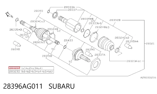 Fuelle de palier delantero exterior 28396AG011 Subaru