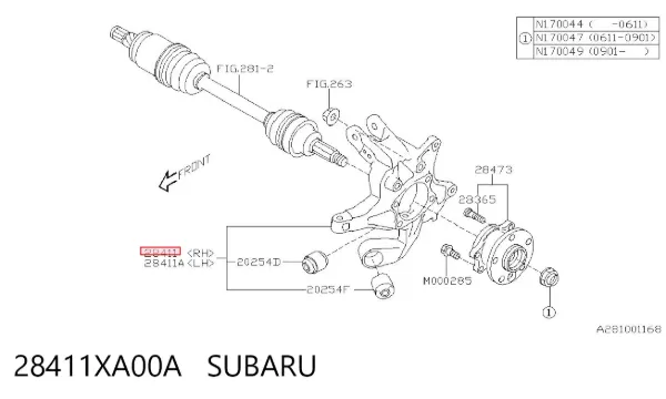 Mangueta trasera derecha 28411XA00A Subaru