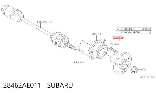 Cubo de rueda trasero Subaru Legacy III