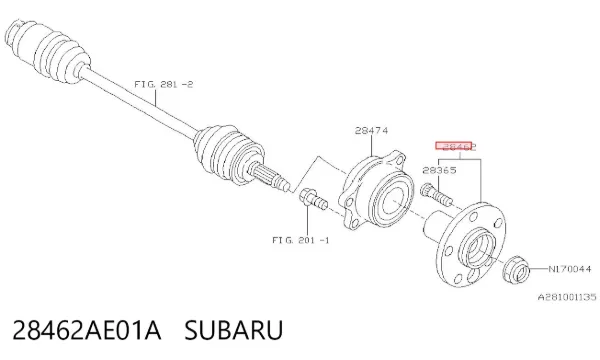 Cojinete de rueda 28462AE01A Subaru