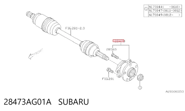 Cubo de rueda trasero 28473AG01A Subaru