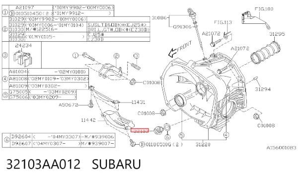 Tapón del cárter de aceite 32103AA012 Subaru