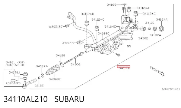 Cremallera de dirección 34110AL210 Subaru