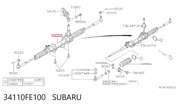 Cremallera de dirección 34110FE100 Subaru