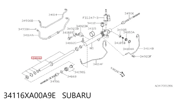 Eje de la cremallera de dirección 34116XA00A9E Subaru
