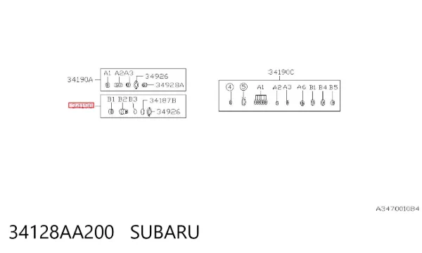 Kit de reparación, mecanismo dirección 34128AA200 Subaru