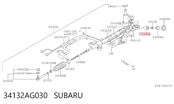 Silentblock de montaje de la cremallera de dirección 34132AG030 Subaru