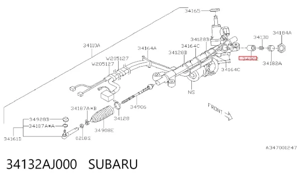 Silentblock de montaje de la cremallera de dirección 34132AJ000 Subaru