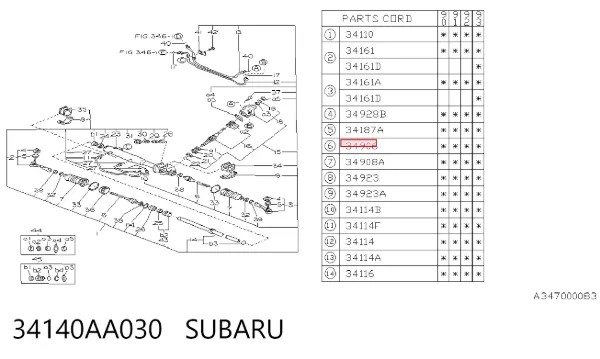 Barra de acoplamiento 34140AA030 Subaru