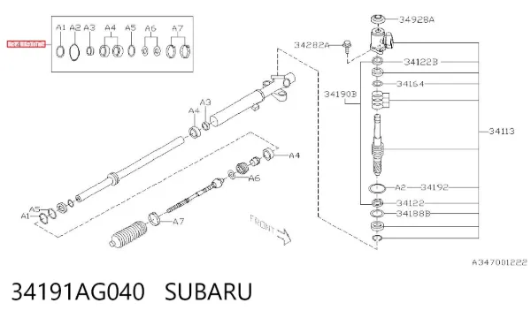 Kit de reparación, mecanismo dirección 34191AG040 Subaru
