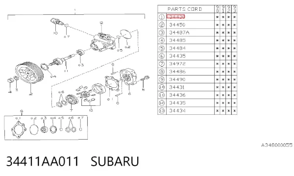 Bomba de dirección 34411AA011 Subaru