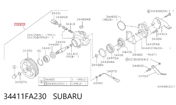 Bomba de dirección 34411FA230 Subaru
