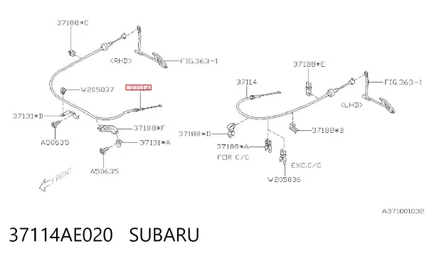 Cable del acelerador Subaru Legacy III