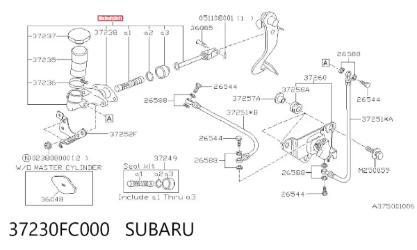 Cilindro maestro de embrague 37230FC000 Subaru