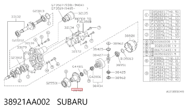  38921AA002 Subaru