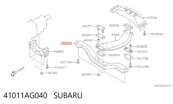 Viga de soporte del motor 41011AG040 Subaru